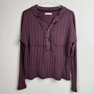 Free People In the Mix Henley Top Sz S Long Sleeve